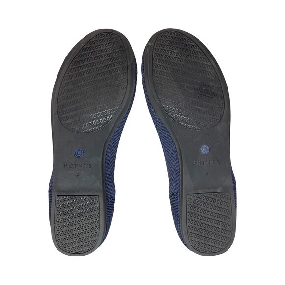 Rothy’s The Flat Women’s 9 Navy Metallic Herringbone Knit Ballet Flats - Picture 5 of 9